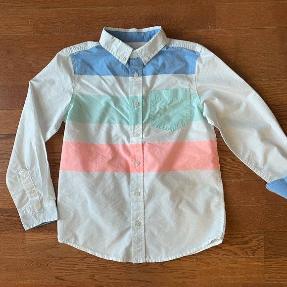 Cat & Jack Boy’s Striped Long Sleeve Button Up Shirt EUC - Picture 5 of 15